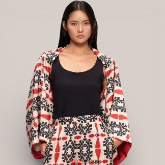 Khăn digital TKS02 đỏ và be ( 2 mặt )